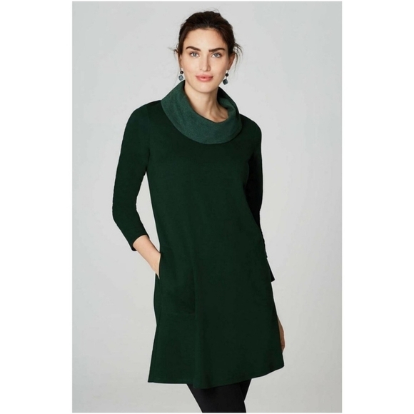 J. Jill Dresses & Skirts - Pure J. Jill Double Knit Cowl Neck Cozy Tunic Dress Women's XS Petite Green